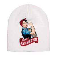 Funny Vintage Childless Cat Ladies Vote Rosie The Riveter Short Acrylic Beanie