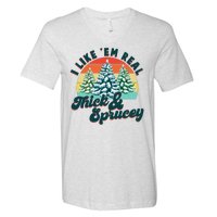 Funny Vintage Christmas I Like 'Em Thick And Sprucey V-Neck T-Shirt