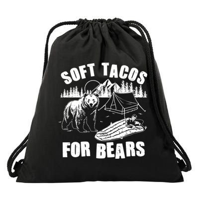 Funny Vintage Camping Soft Tacos For Bears Drawstring Bag