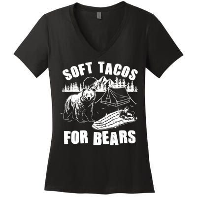 Funny Vintage Camping Soft Tacos For Bears Women's V-Neck T-Shirt