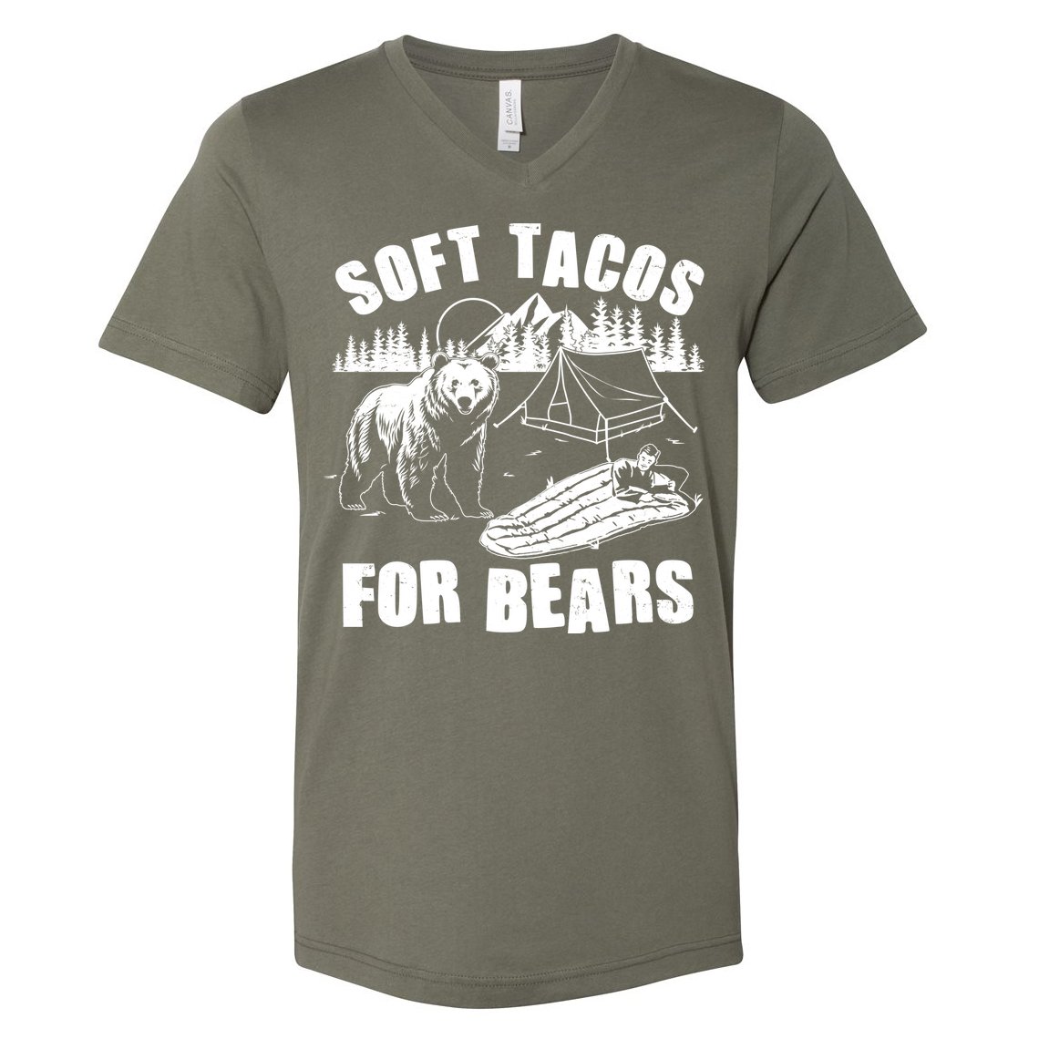 Funny Vintage Camping Soft Tacos For Bears V-Neck T-Shirt