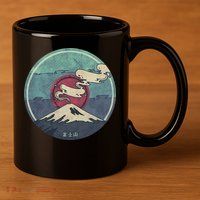 Fuji Volcano Classic Retro 11oz C Handle Ceramic Mug