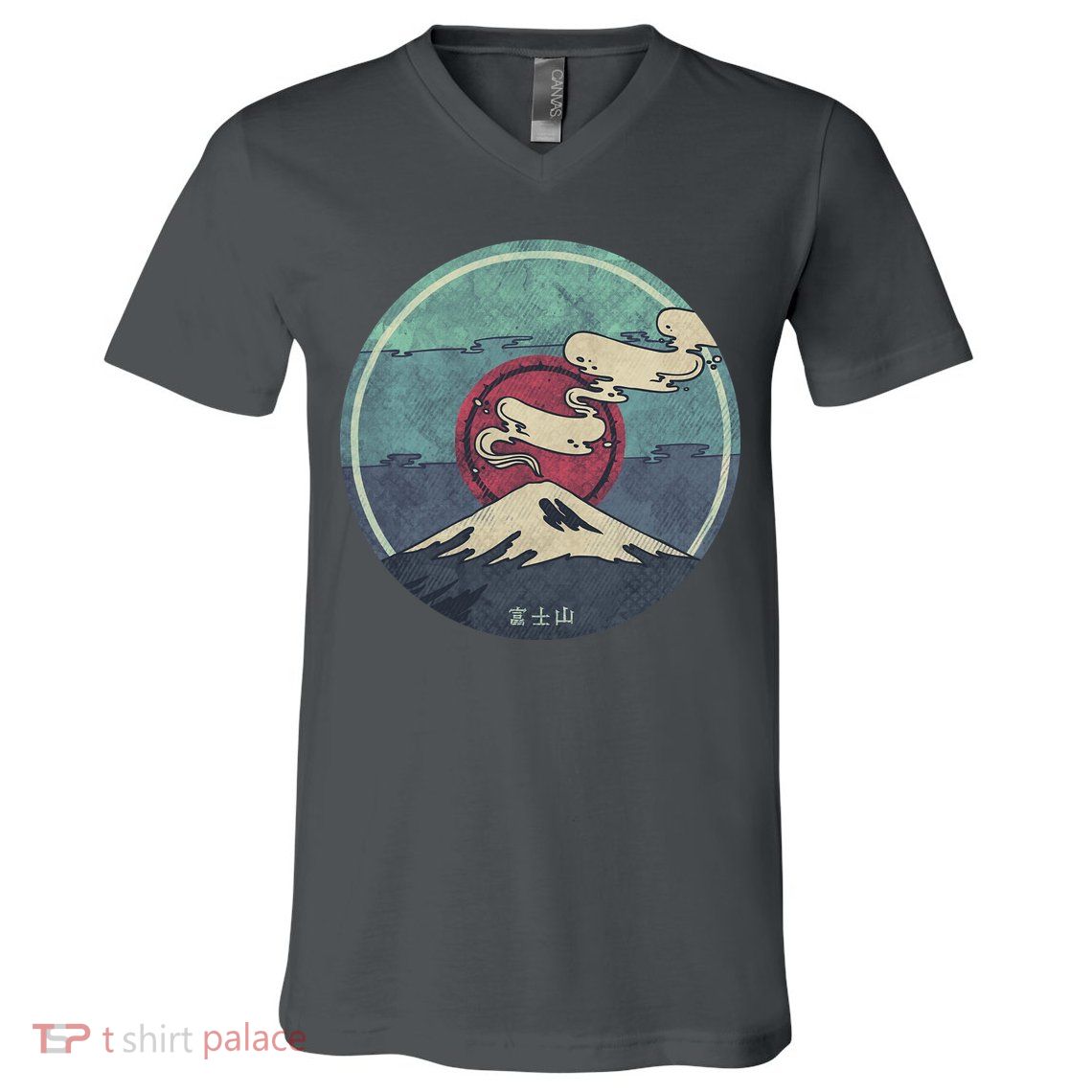 Fuji Volcano Classic Retro V-Neck T-Shirt