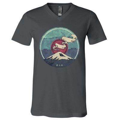 Fuji Volcano Classic Retro V-Neck T-Shirt