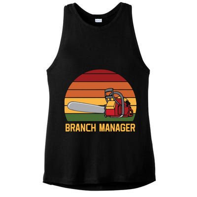 Funny Vintage Chainsaw Branch Manager Lumberjack And Logger Ladies PosiCharge Tri-Blend Wicking Tank