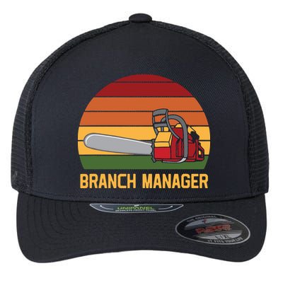 Funny Vintage Chainsaw Branch Manager Lumberjack And Logger Flexfit Unipanel Trucker Cap