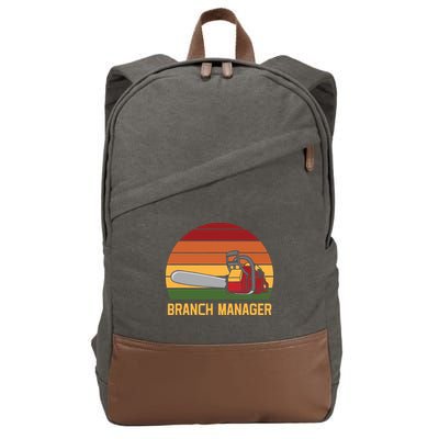 Funny Vintage Chainsaw Branch Manager Lumberjack And Logger Cotton Canvas Backpack