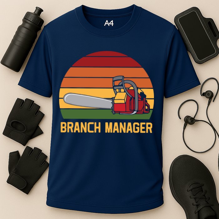 Funny Vintage Chainsaw Branch Manager Lumberjack And Logger Performance Shirt