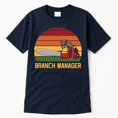 Funny Vintage Chainsaw Branch Manager Lumberjack And Logger Tall T-Shirt