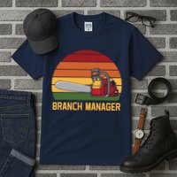Funny Vintage Chainsaw Branch Manager Lumberjack And Logger Tall T-Shirt