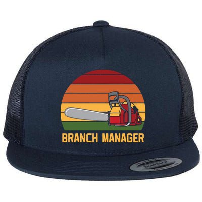 Funny Vintage Chainsaw Branch Manager Lumberjack And Logger Flatbill Hat
