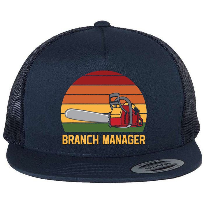 Funny Vintage Chainsaw Branch Manager Lumberjack And Logger Flatbill Hat