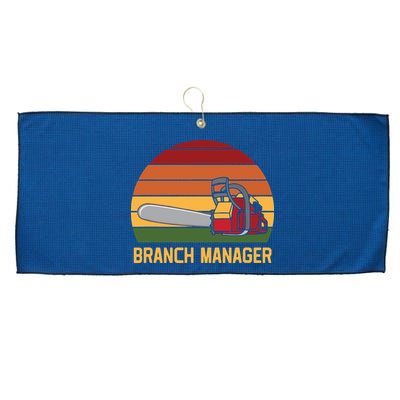 Funny Vintage Chainsaw Branch Manager Lumberjack And Logger Large Microfiber Waffle Golf Towel
