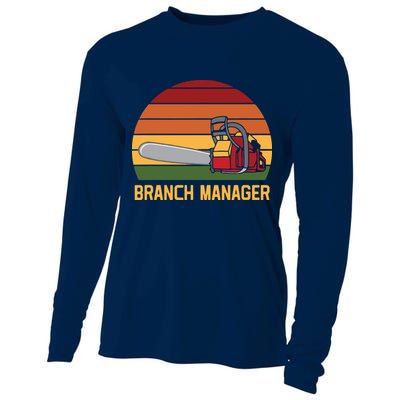Funny Vintage Chainsaw Branch Manager Lumberjack And Logger Cooling Performance Long Sleeve Crew