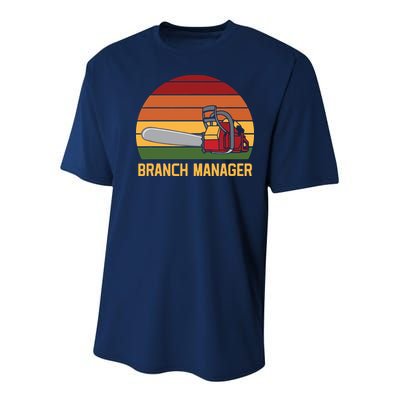 Funny Vintage Chainsaw Branch Manager Lumberjack And Logger Youth Performance Sprint T-Shirt