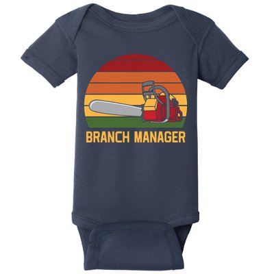 Funny Vintage Chainsaw Branch Manager Lumberjack And Logger Baby Bodysuit