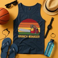 Funny Vintage Chainsaw Branch Manager Lumberjack And Logger Tank Top