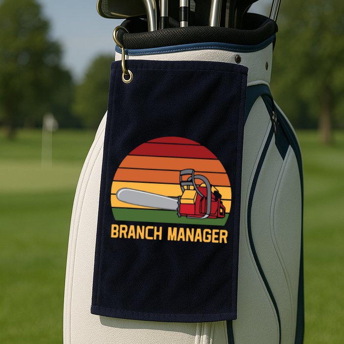 Funny Vintage Chainsaw Branch Manager Lumberjack And Logger Golf Towel