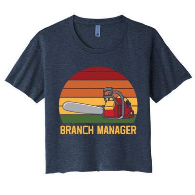 Funny Vintage Chainsaw Branch Manager Lumberjack And Logger Crop Top