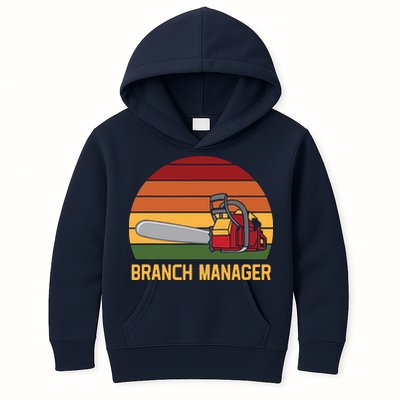 Funny Vintage Chainsaw Branch Manager Lumberjack And Logger Kids Hoodie