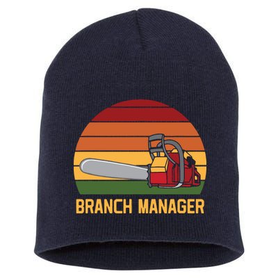 Funny Vintage Chainsaw Branch Manager Lumberjack And Logger Short Acrylic Beanie