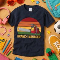 Funny Vintage Chainsaw Branch Manager Lumberjack And Logger Kids T-Shirt