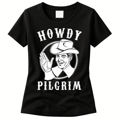 Funny Vintage Cowboy Howdy Pilgrim Womens T-Shirt