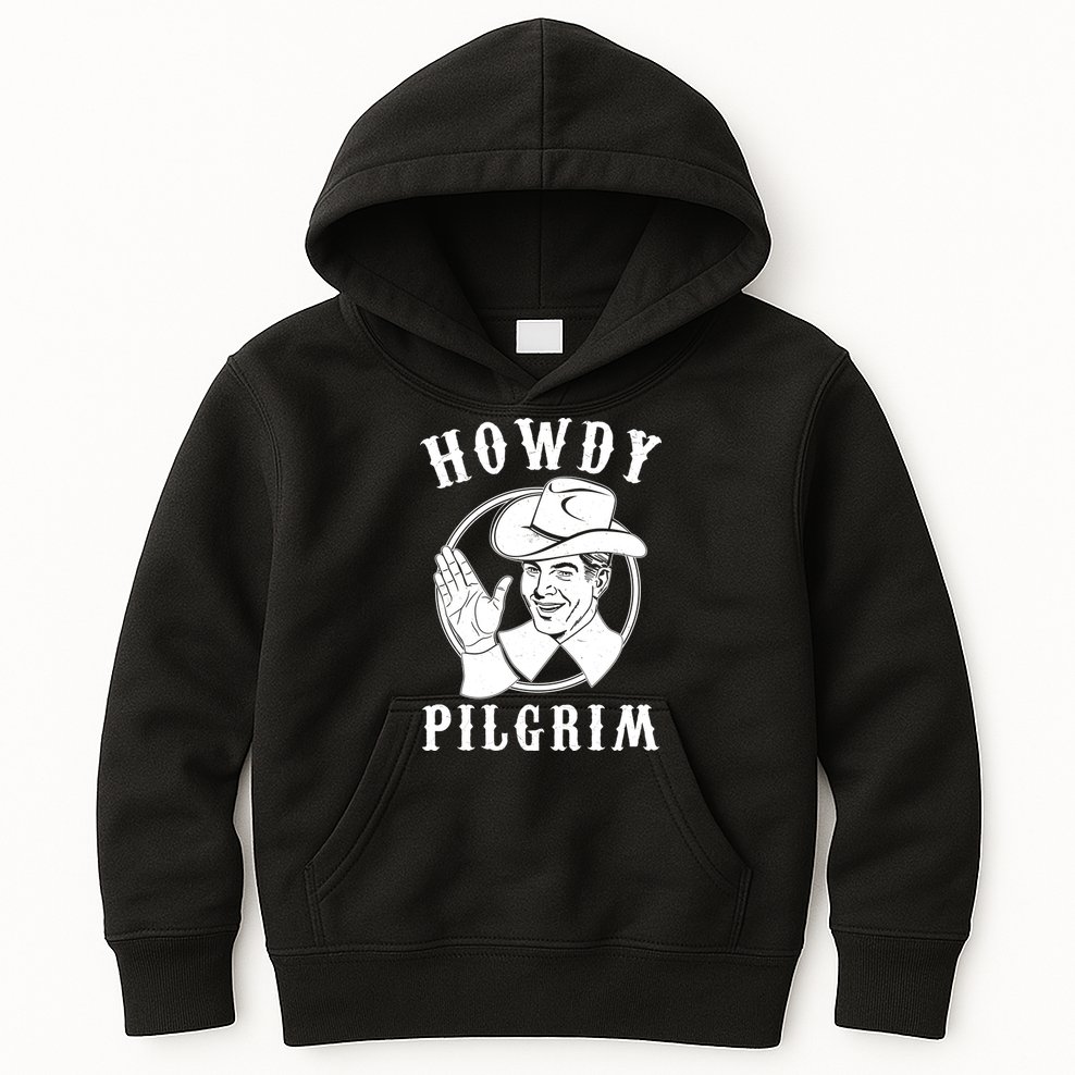 Funny Vintage Cowboy Howdy Pilgrim Kids Hoodie