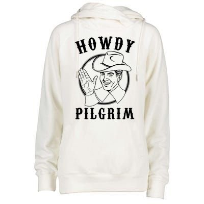 Funny Vintage Cowboy Howdy Pilgrim Womens Funnel Neck Pullover Hood