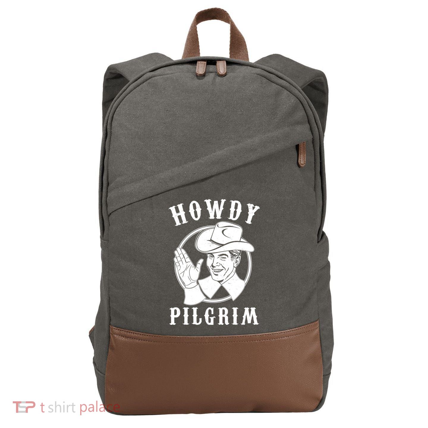 Funny Vintage Cowboy Howdy Pilgrim Cotton Canvas Backpack
