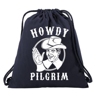 Funny Vintage Cowboy Howdy Pilgrim Drawstring Bag