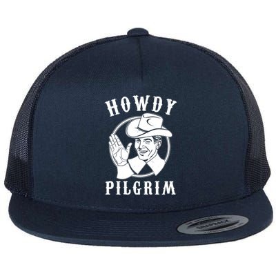 Funny Vintage Cowboy Howdy Pilgrim Flat Bill Trucker Hat