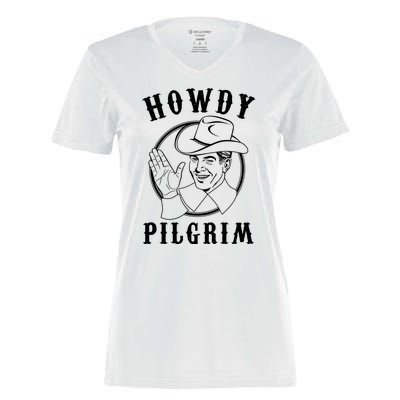 Funny Vintage Cowboy Howdy Pilgrim Women's Momentum V-Neck T-Shirt