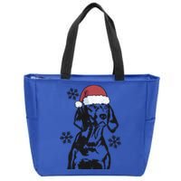 Funny Vizsla Christmas Santa Hat Xmas Mom Dad Gift Zip Tote Bag