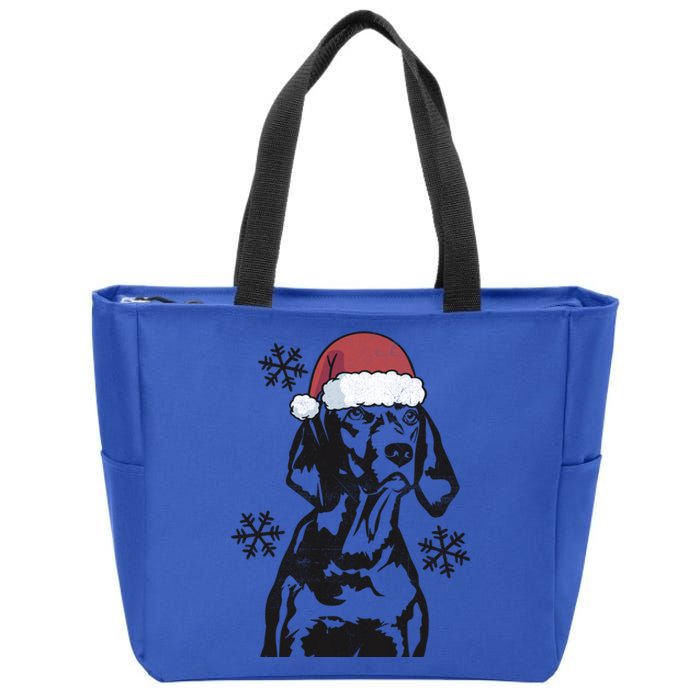 Funny Vizsla Christmas Santa Hat Xmas Mom Dad Gift Zip Tote Bag