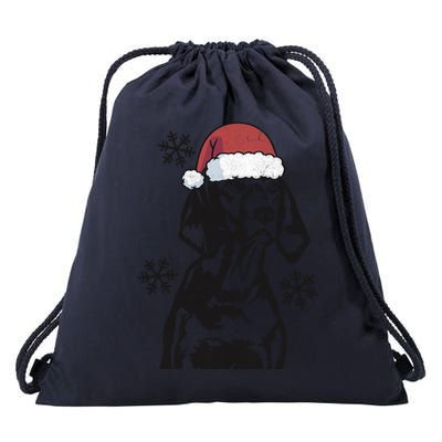 Funny Vizsla Christmas Santa Hat Xmas Mom Dad Gift Drawstring Bag