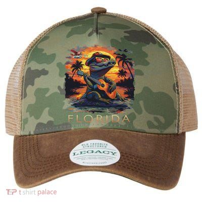 Florida Vacation Cute Alligator Legacy Tie Dye Trucker Hat