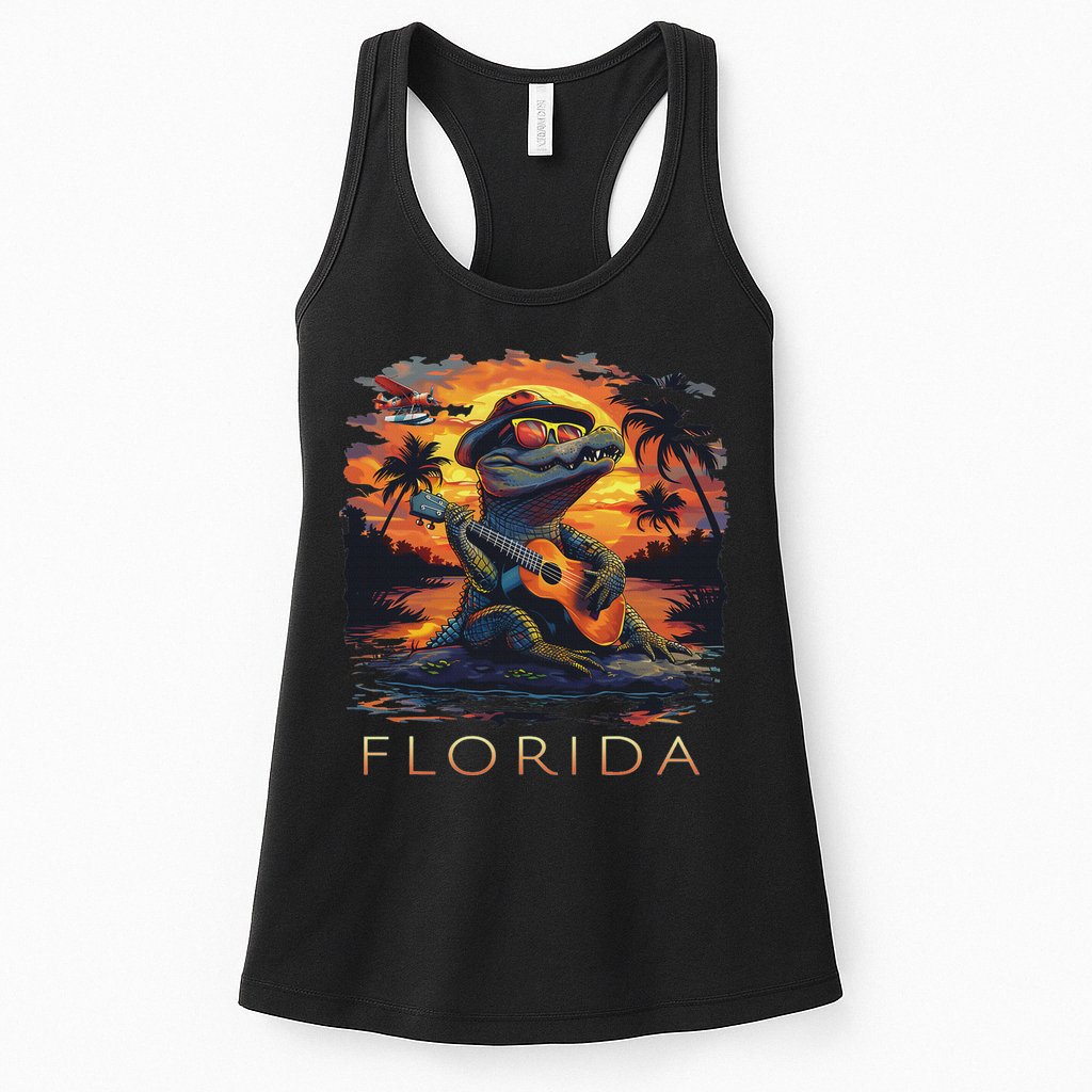 Florida Vacation Cute Alligator Womens Tank Top