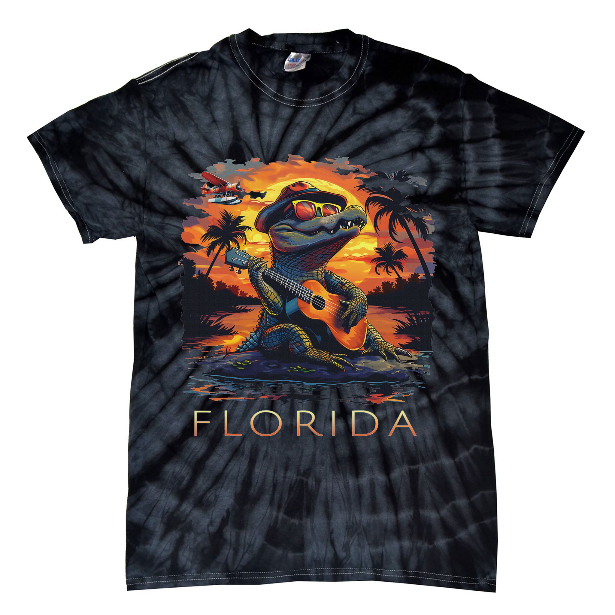 Florida Vacation Cute Alligator Tie-Dye T-Shirt