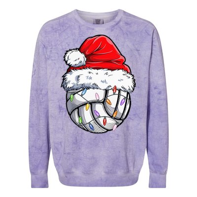 Funny Volleyball Christmas Santa Hat Gift Colorblast Crewneck Sweatshirt