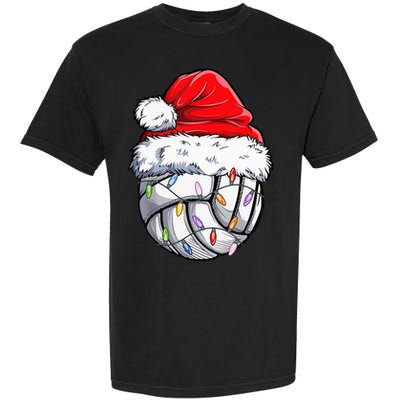 Funny Volleyball Christmas Santa Hat Gift Garment-Dyed Heavyweight T-Shirt