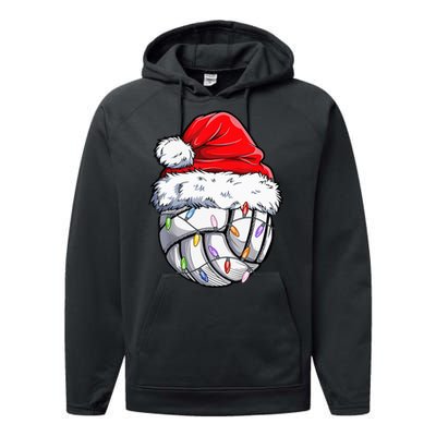 Funny Volleyball Christmas Santa Hat Gift Performance Fleece Hoodie