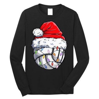 Funny Volleyball Christmas Santa Hat Gift Long Sleeve Shirt