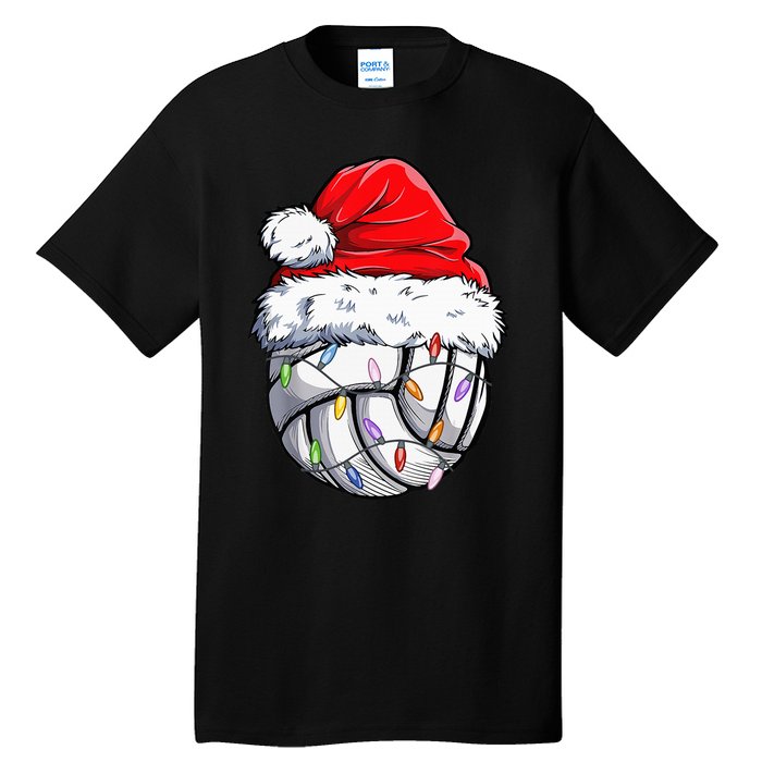 Funny Volleyball Christmas Santa Hat Gift Tall T-Shirt