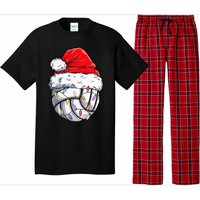 Funny Volleyball Christmas Santa Hat Gift Pajama Set