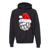 Funny Volleyball Christmas Santa Hat Gift Premium Hoodie