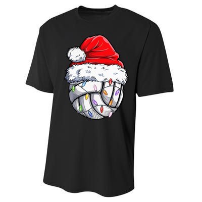 Funny Volleyball Christmas Santa Hat Gift Performance Sprint T-Shirt