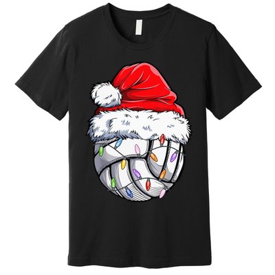 Funny Volleyball Christmas Santa Hat Gift Premium T-Shirt