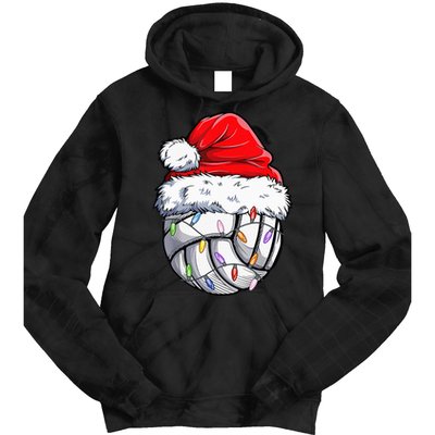 Funny Volleyball Christmas Santa Hat Gift Tie Dye Hoodie