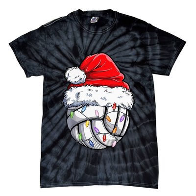 Funny Volleyball Christmas Santa Hat Gift Tie-Dye T-Shirt